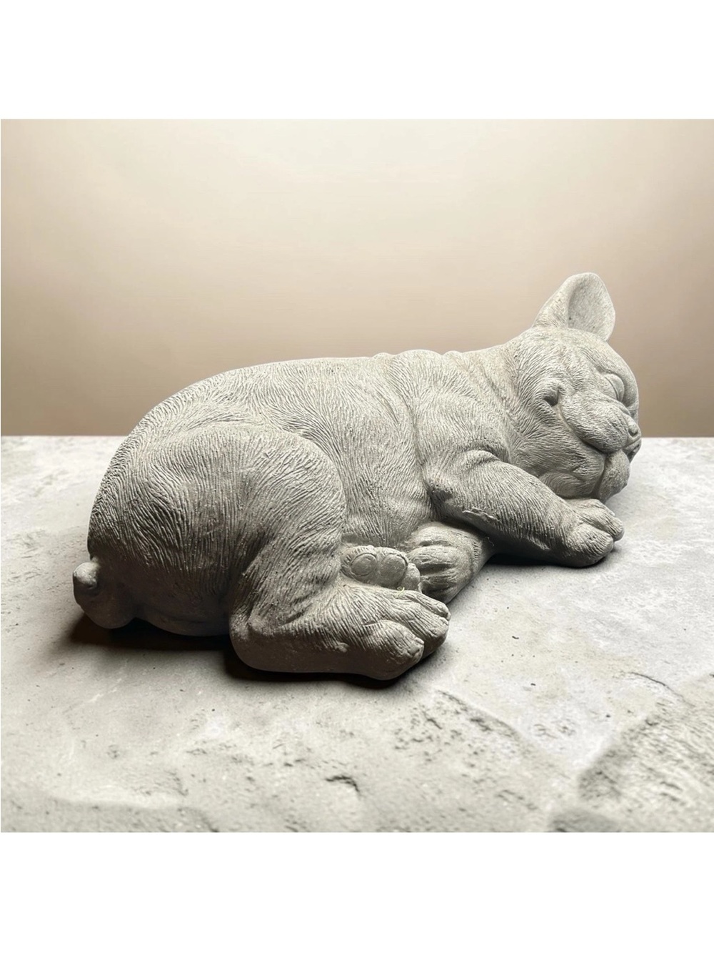 Concrete Sleeping French Bulldog Statue - Gray Home Accent